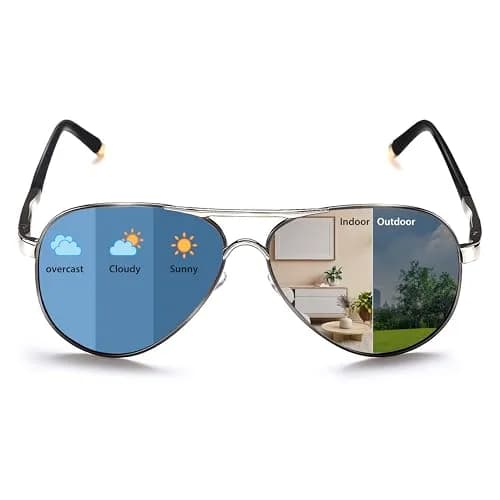 ROCKNIGHT Polarized Aviator Sunglasses Men Women UV400 Metal Frame Driving | Photochromic Lenses thumbnail 1