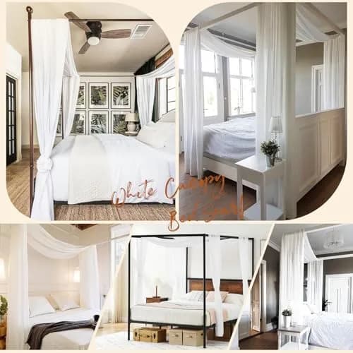 Showgeous Sheer Bed Canopy Curtains White 37.4" x 228" | Romantic Bedroom Decor thumbnail 6