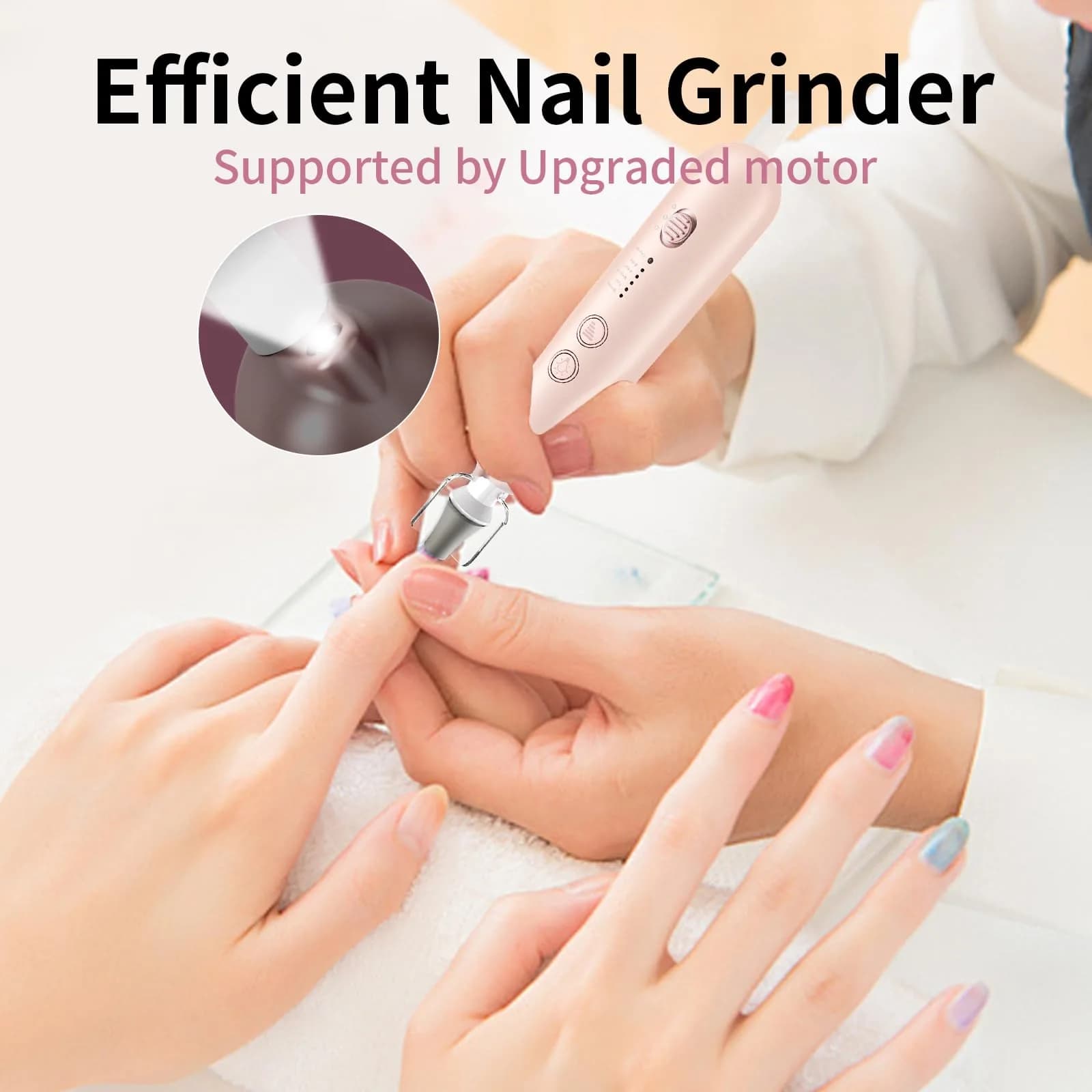 Hoxida Professional Cordless Electric Nail Drill Set with 9 Bits & 100 Sanding Bands | Rechargeable 20,000 RPM - view 7