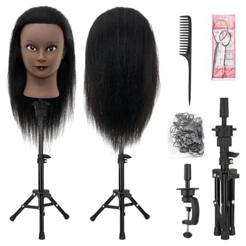 Neverland Beauty & Health 14-16 Inch Human Hair Mannequin Head with Stand & Clamp for Cosmetology Practice thumbnail 1