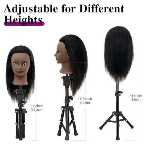 Neverland Beauty & Health 14-16 Inch Human Hair Mannequin Head with Stand & Clamp for Cosmetology Practice thumbnail 4