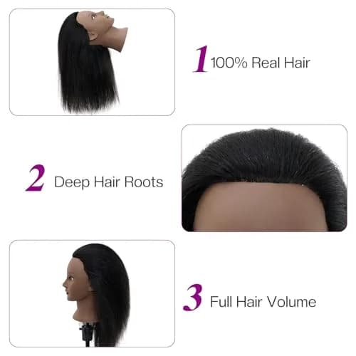 Neverland Beauty & Health 14-16 Inch Human Hair Mannequin Head with Stand & Clamp for Cosmetology Practice thumbnail 5