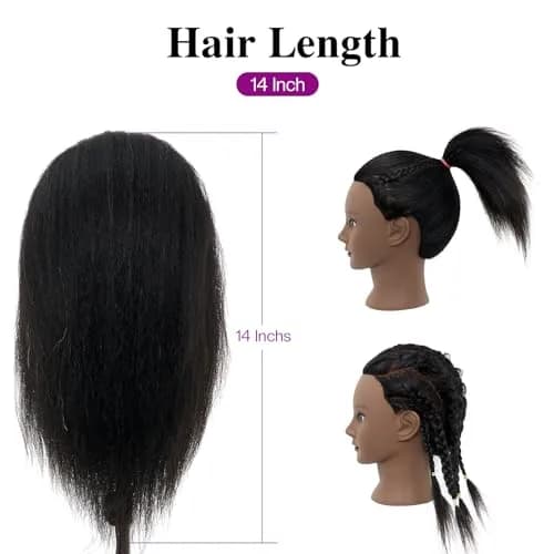 Neverland Beauty & Health 14-16 Inch Human Hair Mannequin Head with Stand & Clamp for Cosmetology Practice thumbnail 2