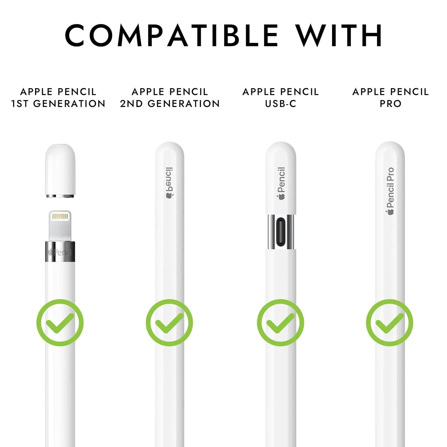 FAFALITHIC 4 Pack Silicone Grip for Apple Pencil 1st Gen, Pro, USB-C | Ergonomic Design - view 2