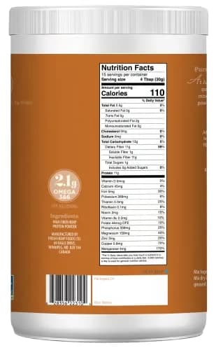 Manitoba Harvest Hemp Protein Powder Plus Fiber 16 oz | 11g Protein & Fiber per Serving thumbnail 2