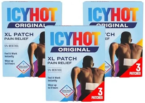 Icy Hot XL Pain Relief Patches 3 Count | Targeted Back & Large Area Relief, Menthol & Contrast Therapy thumbnail 1