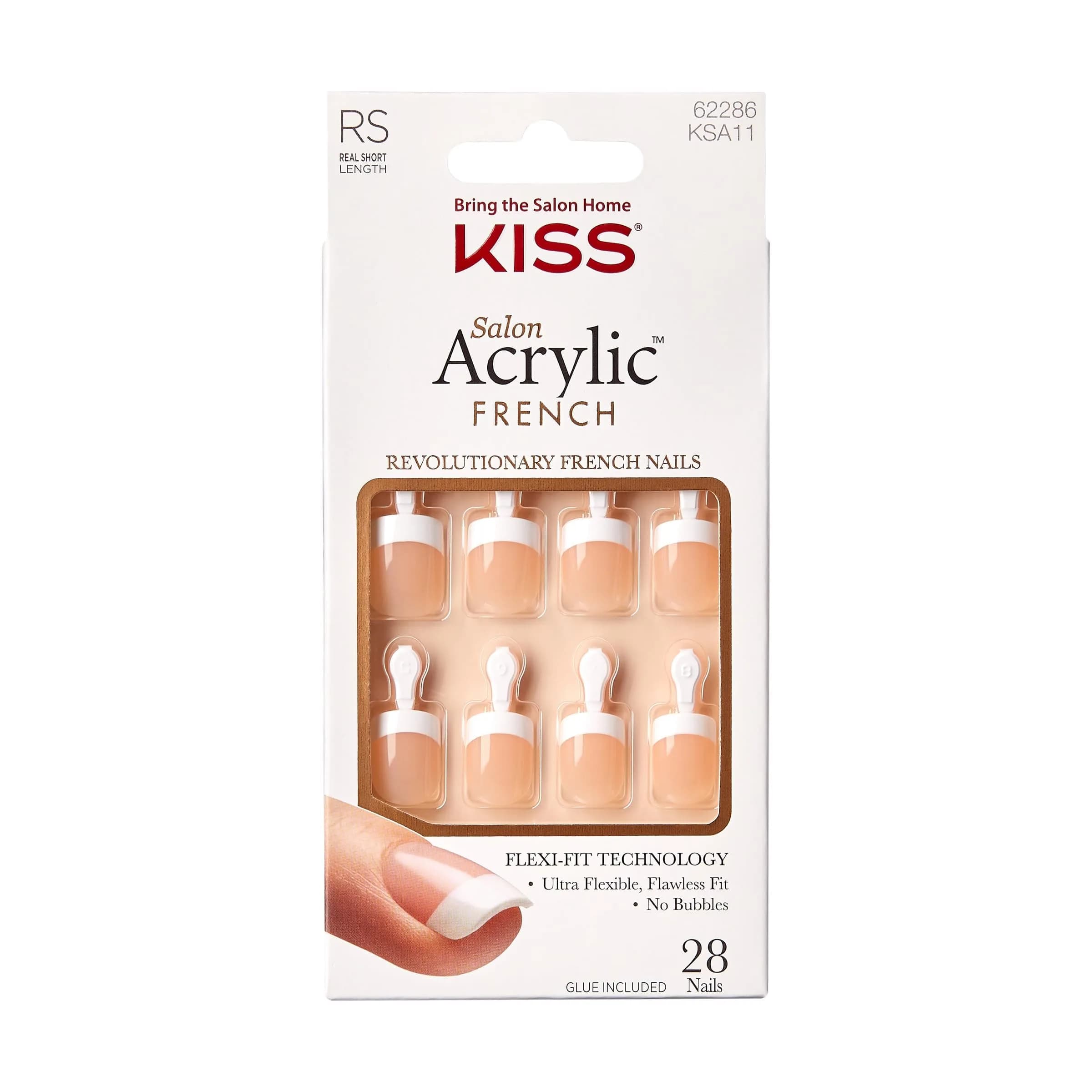 KISS Salon Acrylic Press-On Nails 'Power Play' Real Short Squoval Shape (Pack of 2) | French Design, 56 Nails Total - view 6