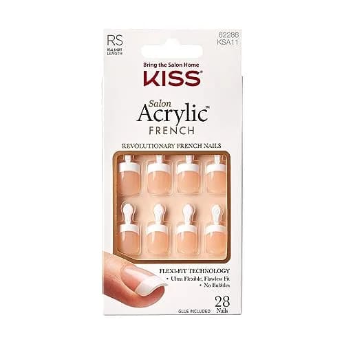 KISS Salon Acrylic Press-On Nails 'Power Play' Real Short Squoval Shape (Pack of 2) | French Design, 56 Nails Total thumbnail 6