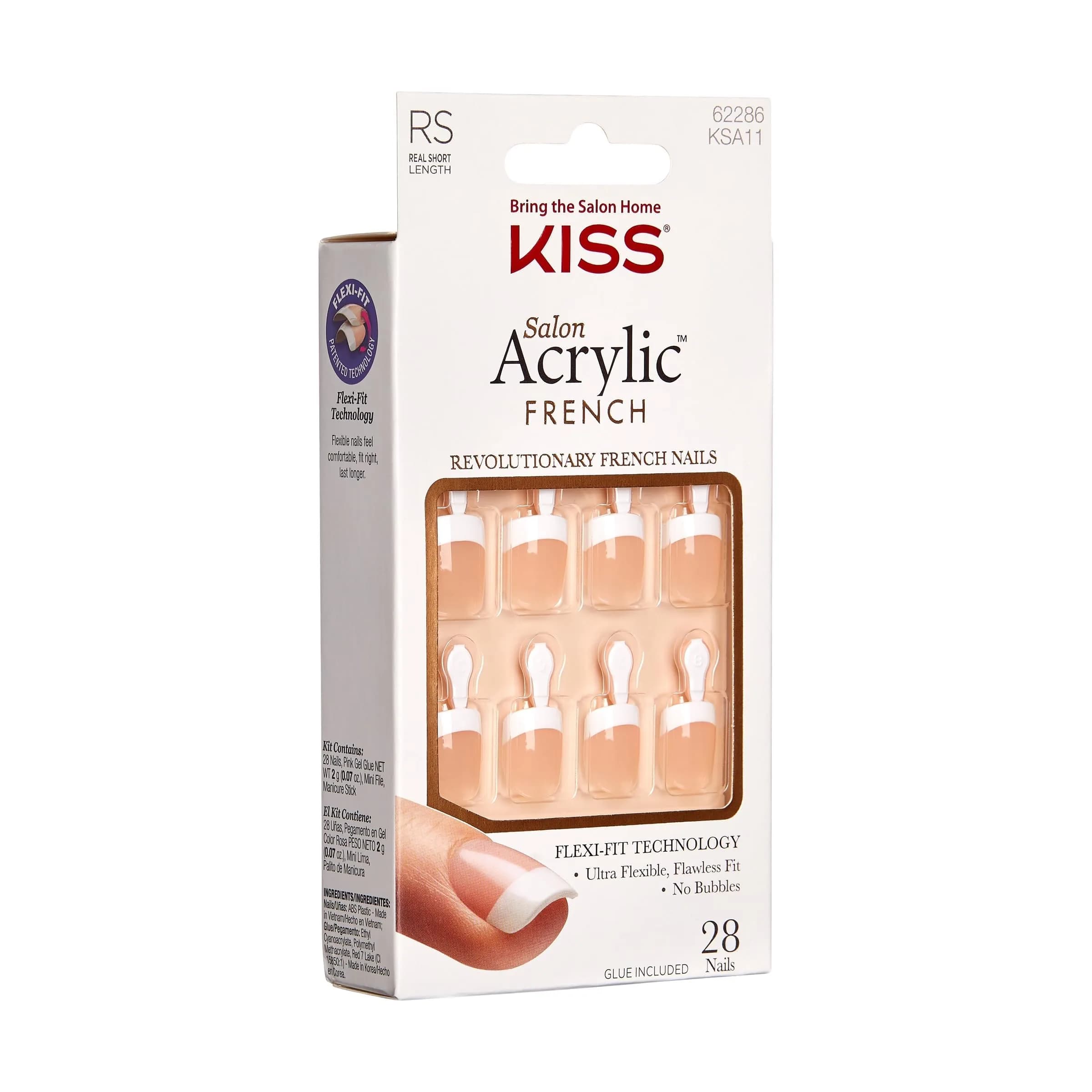 KISS Salon Acrylic Press-On Nails 'Power Play' Real Short Squoval Shape (Pack of 2) | French Design, 56 Nails Total - view 8