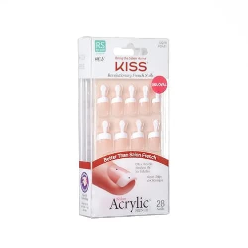 KISS Salon Acrylic Press-On Nails 'Power Play' Real Short Squoval Shape (Pack of 2) | French Design, 56 Nails Total thumbnail 2