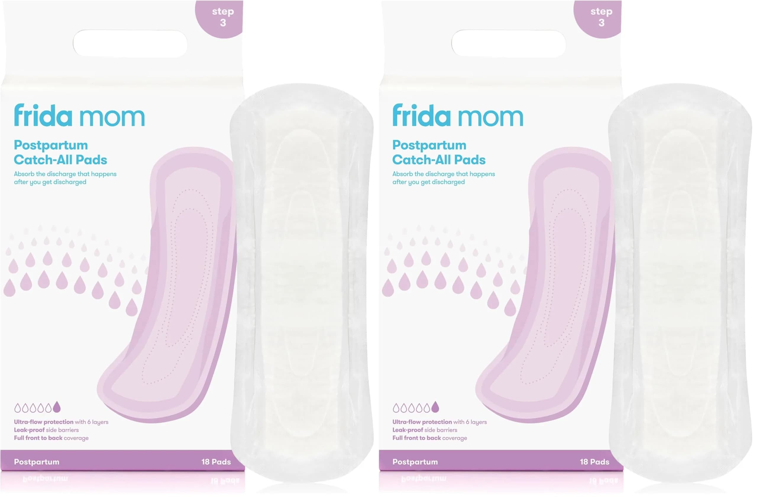 Frida Mom 2-in-1 Postpartum Pads 24 Count (Pack of 3) | Instant Cold Therapy & Absorbent Perineal Ice Maxi Pads — Pack of 2