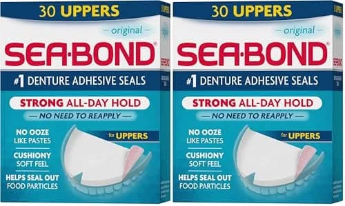 Sea-Bond Secure Denture Adhesive Seals Uppers 60 Count (1.08 kg) | Zinc-Free All-Day Hold thumbnail 1