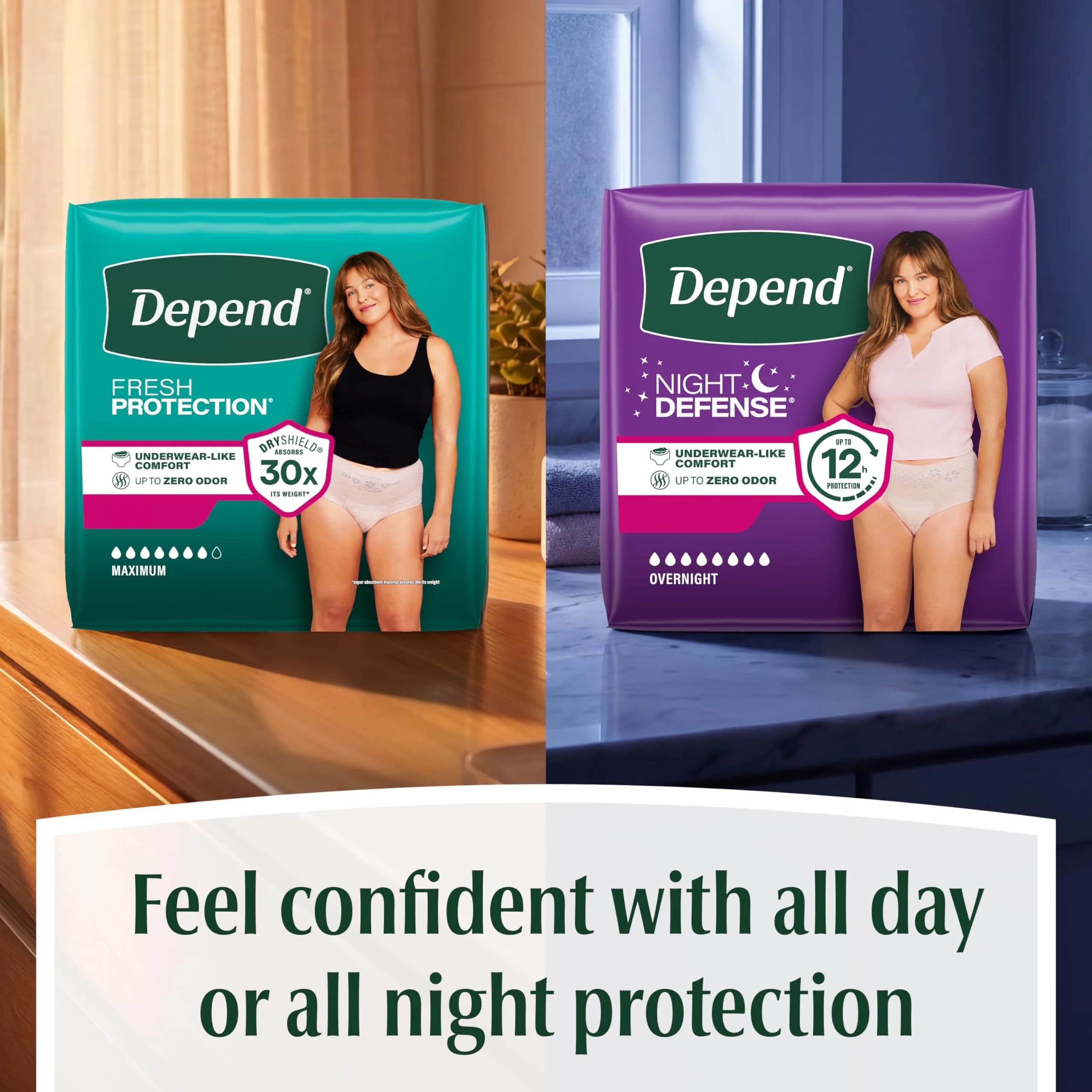 Depend Fresh Protection Incontinence Underwear for Women Medium Blush 60 Count | Maximum Absorbency - view 8