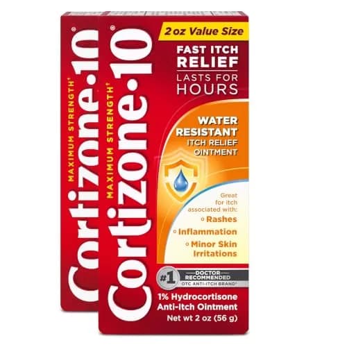 Cortizone 10 Maximum Strength Water Resistant Itch Relief Ointment 2 oz | Fast-Acting Anti-Itch Cream for Eczema & Rash thumbnail 1