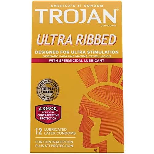 TROJAN Stimulations Ultra Ribbed Spermicidal Condoms 12 Count | Deep Ribbed for Enhanced Stimulation thumbnail 7