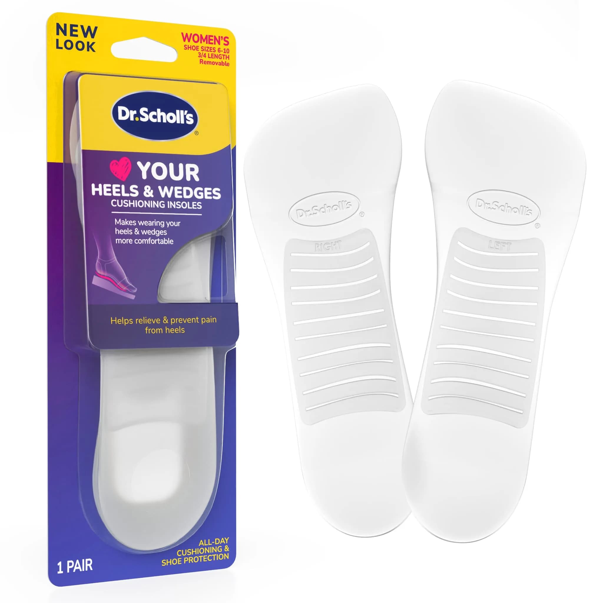 Dr. Scholl's Love Your Heels & Wedges 3/4 Length Insoles | Comfort for High Heels, Shock Absorption, Arch Support, No-Show Discreet Fit