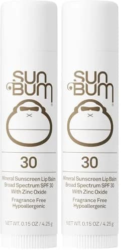 Sun Bum SPF 30 Mineral Sunscreen Lip Balm Stick | 0.3 oz (0.15 oz x 2) | Broad Spectrum UVA/UVB Protection — Blanco