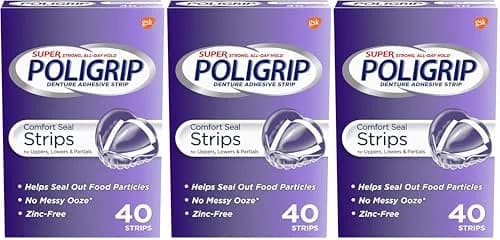 Super Poli-Grip Comfort Seal Denture Adhesive Strips 120 Count (4.2 oz) | Strong All-Day Hold thumbnail 1