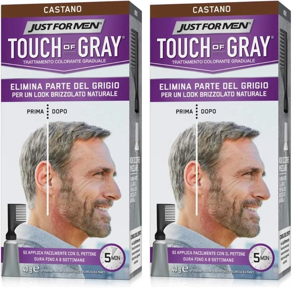 Just For Men Touch of Gray Hair Color Kit Dark Brown T-45, 2-Pack | Reduces Gray for Salt & Pepper Look thumbnail 1