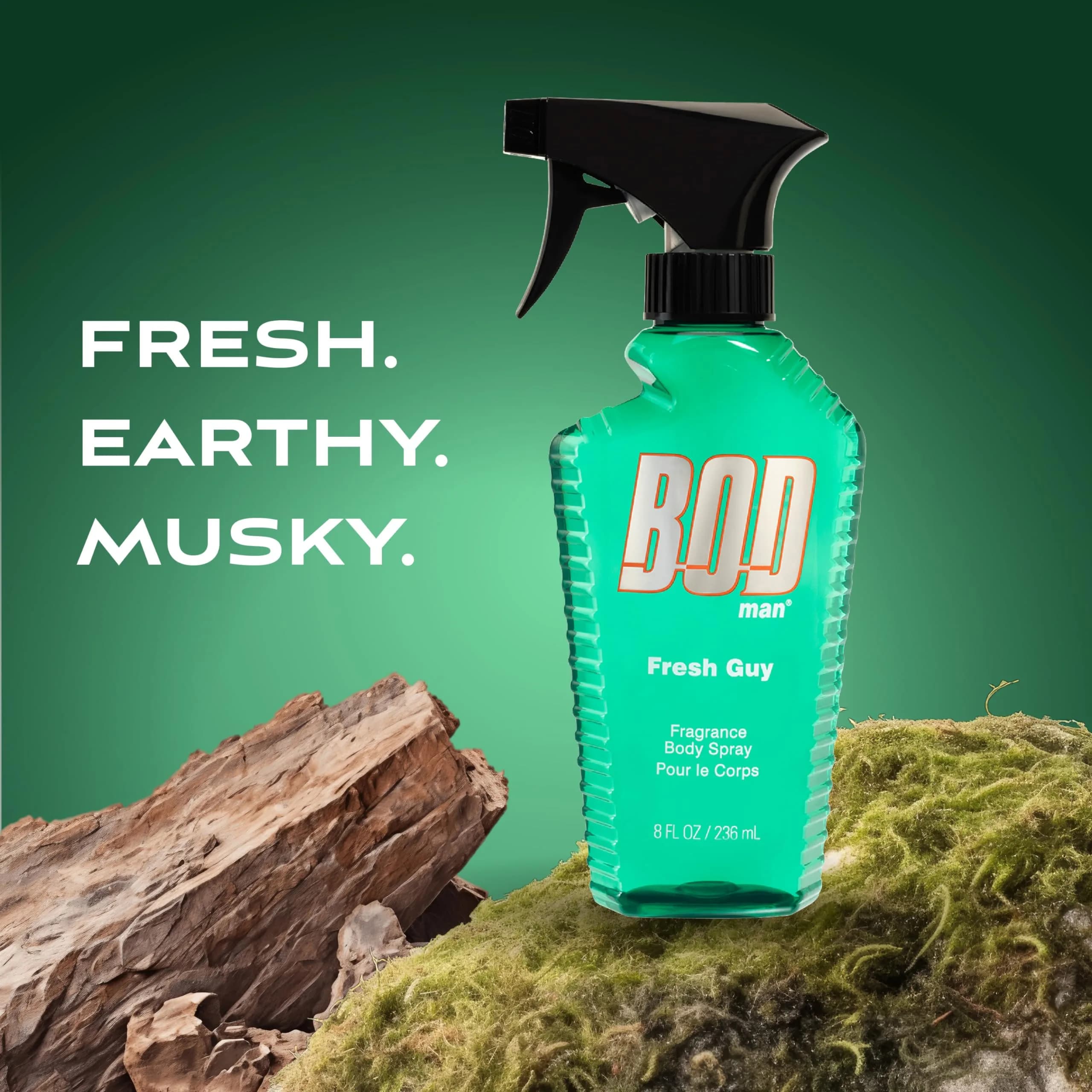 BOD man Fresh Blue Musk Green Body Spray 8 Fl Oz (Pack of 2) | Masculine Fragrance - view 2