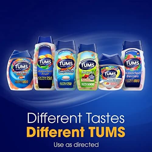 TUMS Smoothies Extra Strength Antacid Chewable Tablets 60 Count | Fast Heartburn Relief Assorted Fruit thumbnail 7