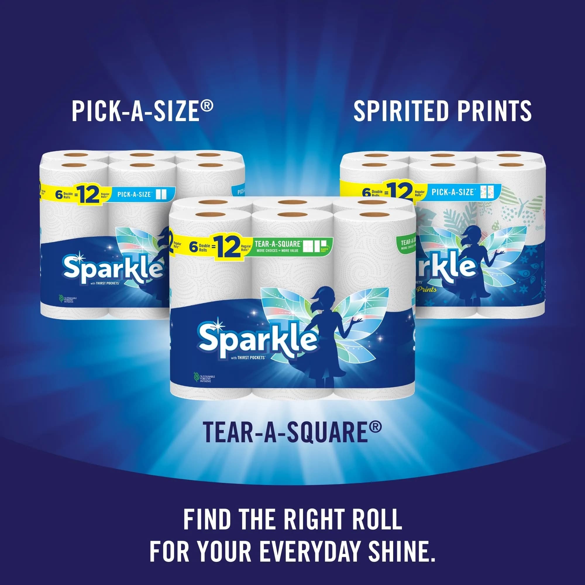 Sparkle Tear-A-Square Paper Towels, 2 Double Rolls (220 Sheets Total), 2-Ply | USA Imported Value Pack - view 8
