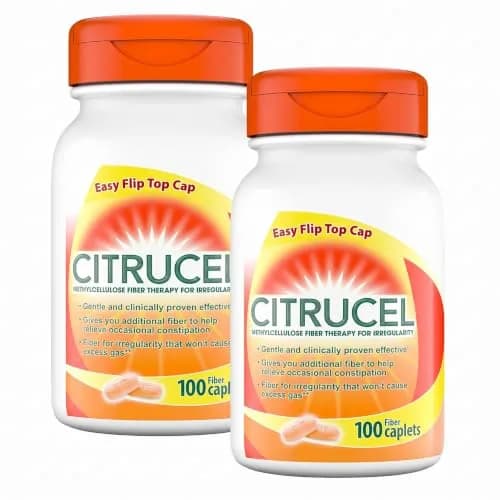 CITRUCEL Methylcellulose Fiber Caplets for Occasional Constipation Relief, Orange Flavor - 2 Pack (200 Caplets) thumbnail 1