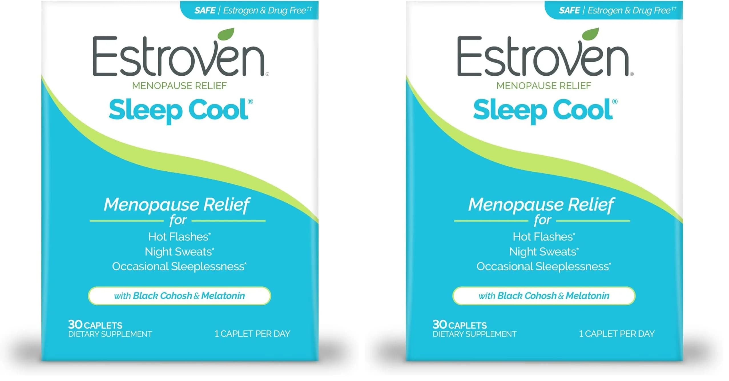 Estroven Sleep Cool for Menopause Relief 60 Caplets (Pack of 2) | Clinically Proven Sleep Support for Hot Flashes & Night Sweats - main product image