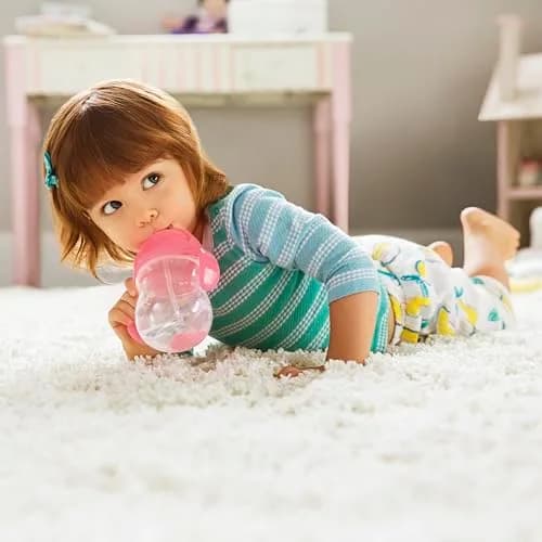 Munchkin Sippy Cup 7 Ounce | Weighted Straw & Leak-Proof | For 6+ Months | Pink | Transition Handles thumbnail 2