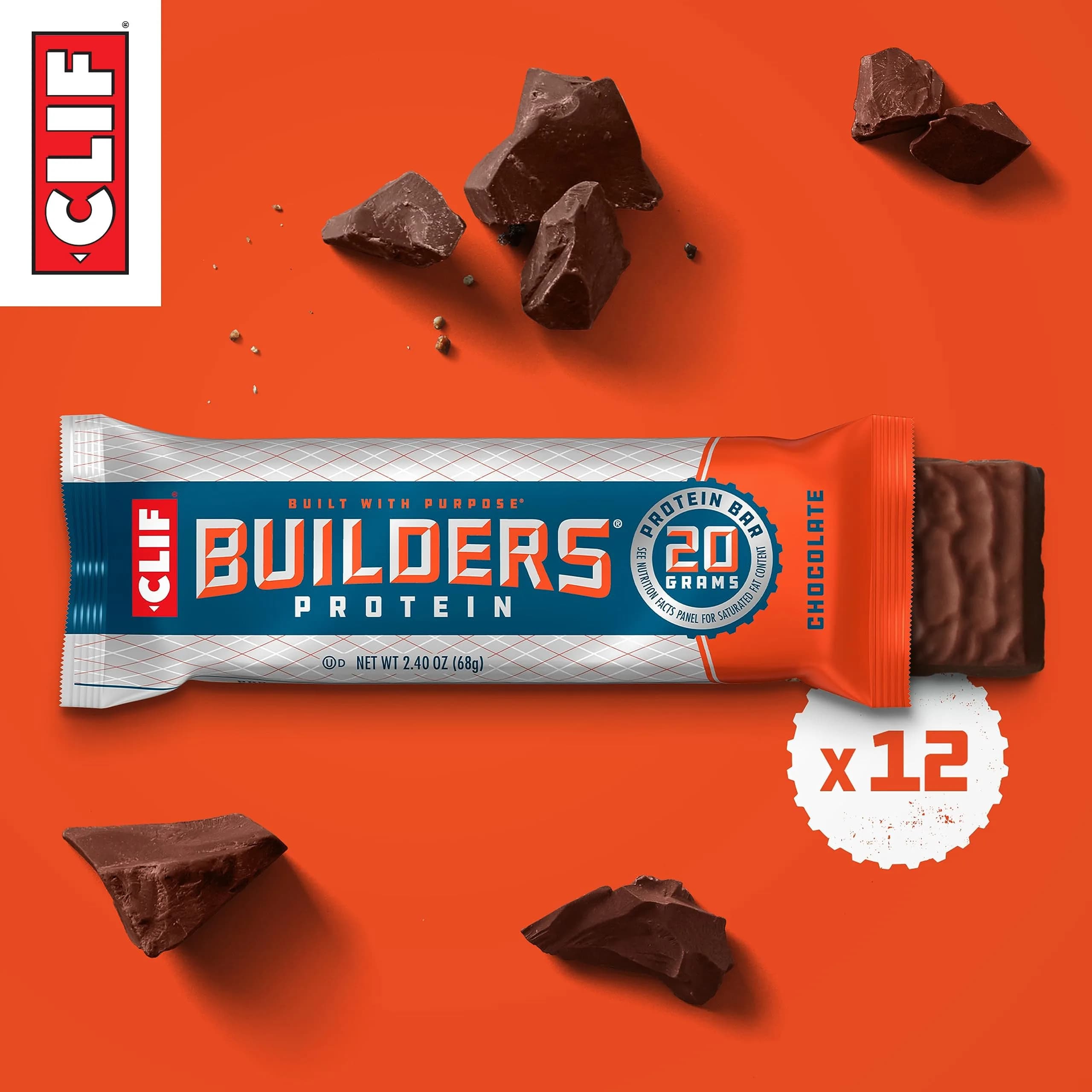 CLIF BUILDERS Chocolate Protein Bars - 20g Plant Based Protein - Gluten Free - 2.4 oz. (Pack of 24) - view 2