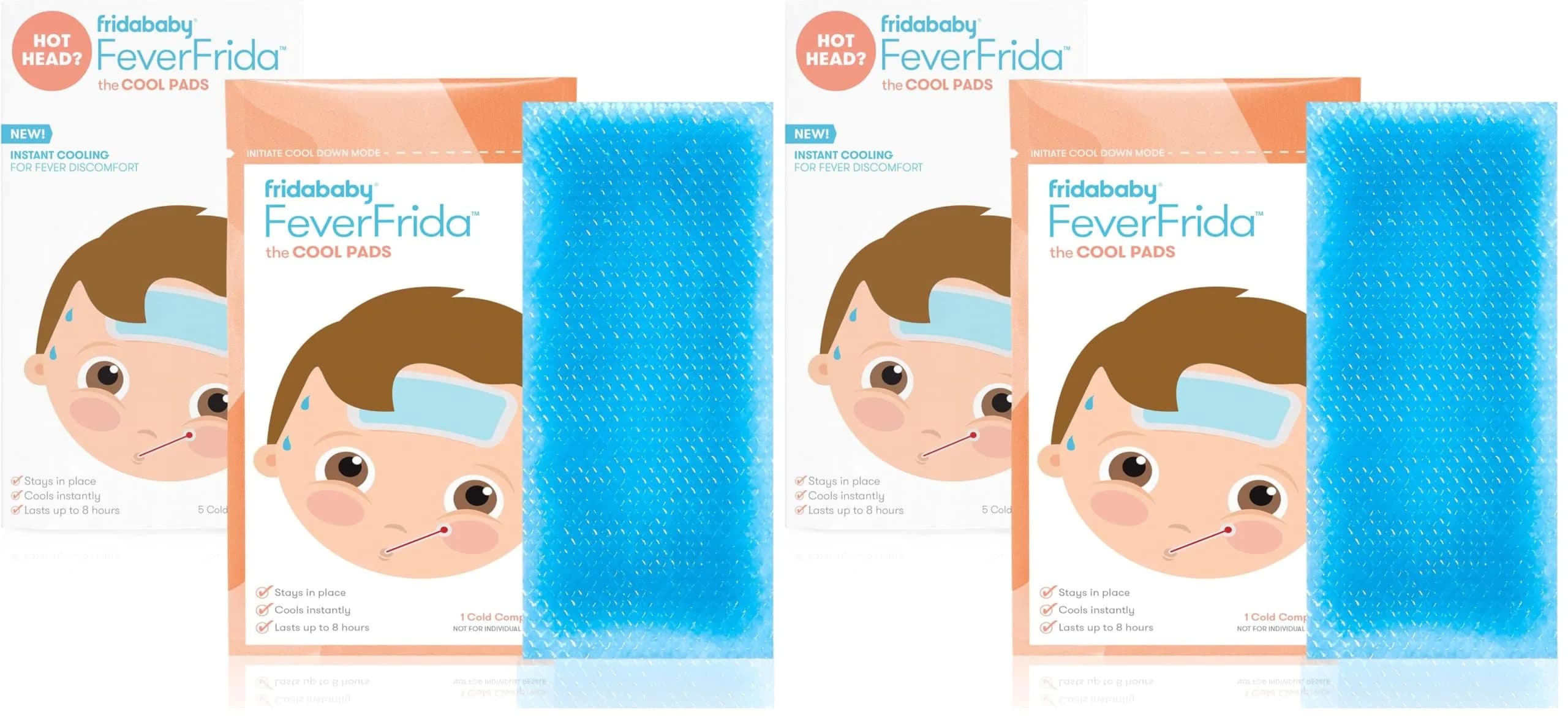 Frida Baby Cool Pads for Kids Fever Discomfort, 10 Count (5 Count Pack of 2) | Instant Cooling Relief - main product image