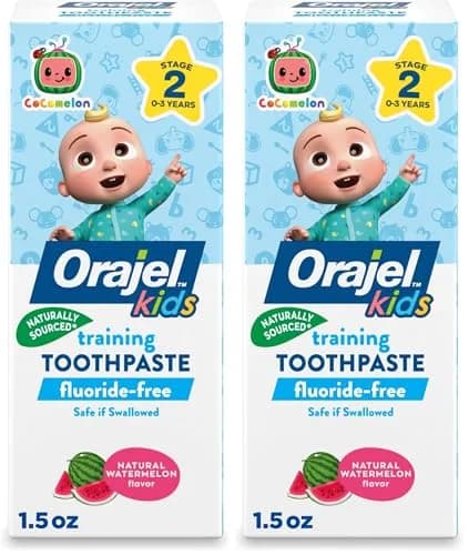 Orajel Kids Elmo Training Fluoride-Free Toothpaste, Natural Berry 1.5 oz | #1 Pediatrician Recommended Fluoride-Free Toothpaste — Pack of 2