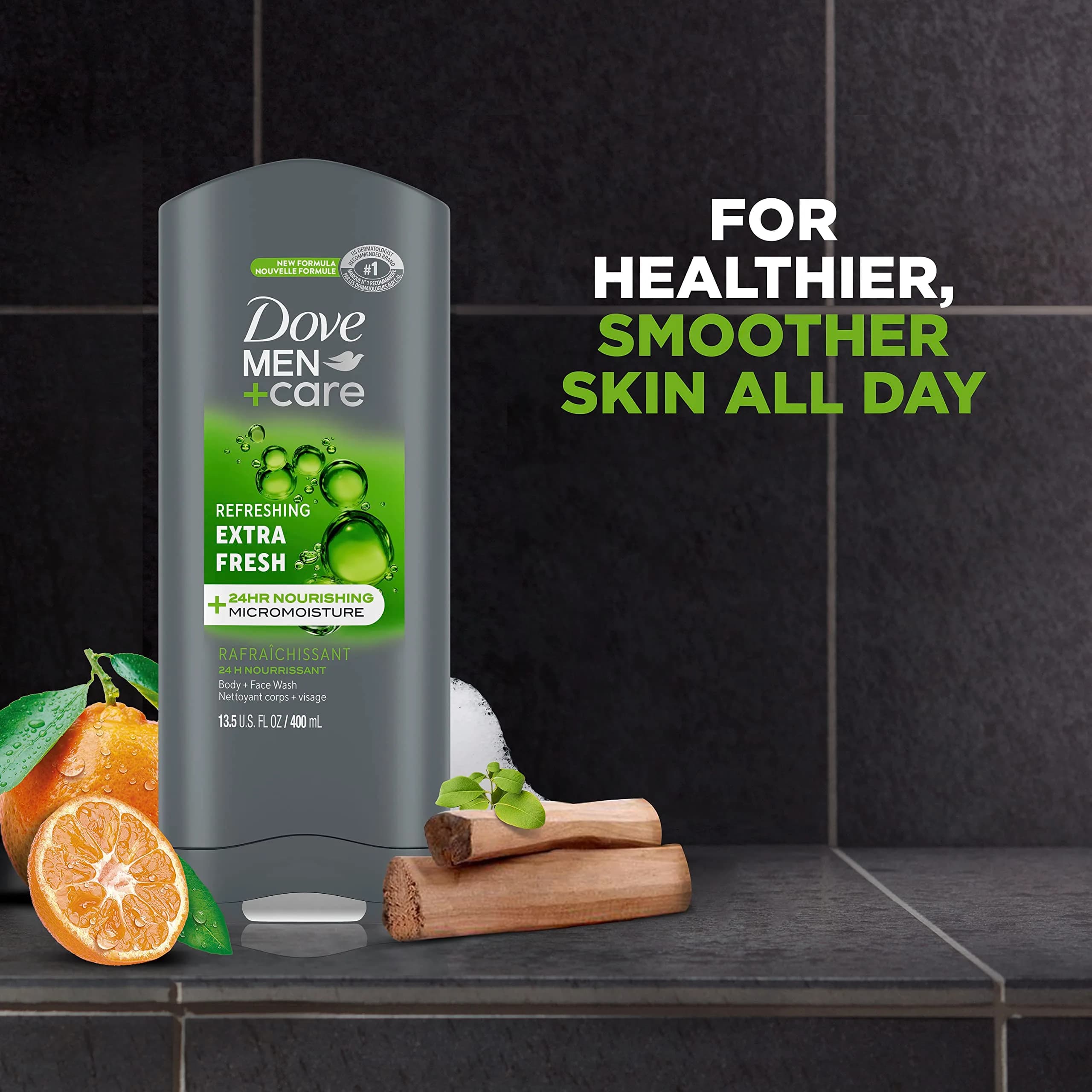Dove Men+Care Extra Fresh Body and Face Wash 800ml (27 Fl Oz) | Hydrating Formula for Smoother Skin - view 3