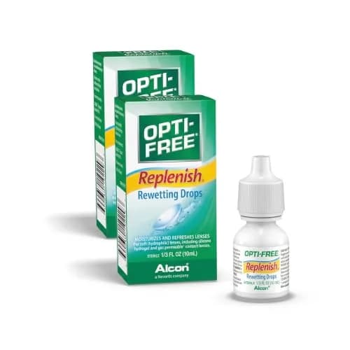 Opti-Free Replenish Rewetting Drops 0.33 Fl Oz | Moisturizes & Prevents Protein Buildup for Contact Lenses thumbnail 1