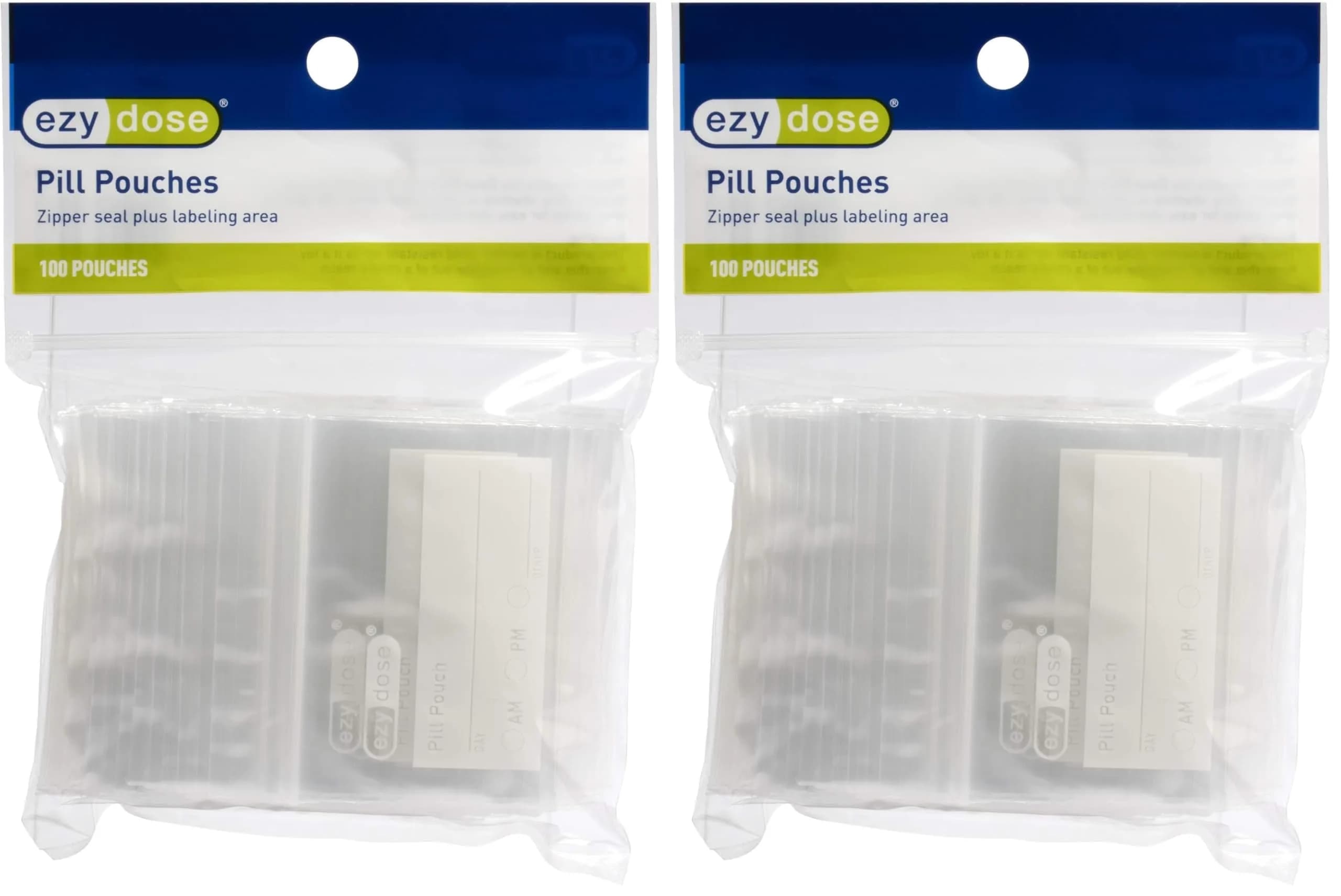 EZY DOSE Disposable Pill Pouches 100 Count (Pack of 2) | Clear Polyethylene Travel Bags — Clear
