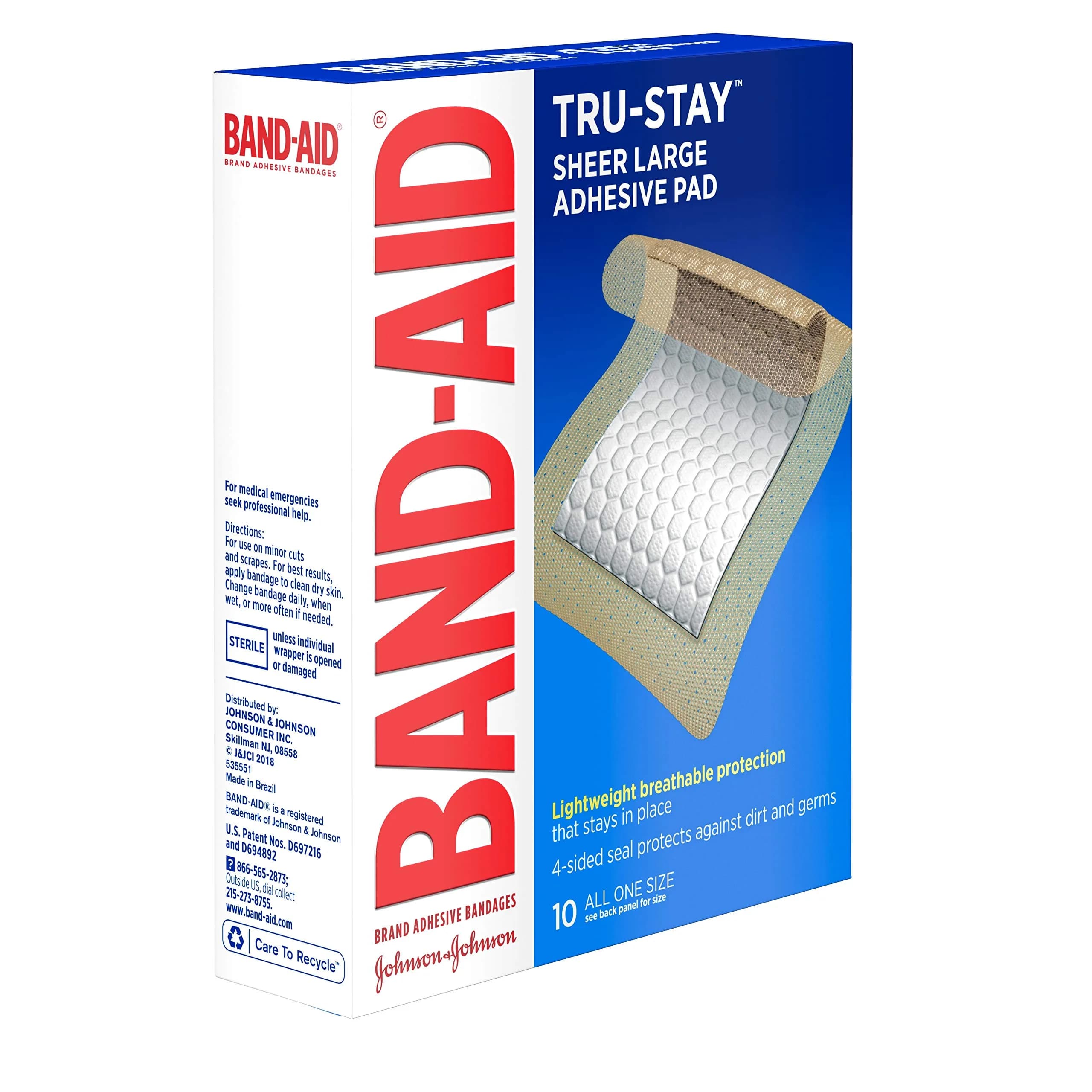 Band-Aid Tru-Stay Large Adhesive Pads, 30 ct (10 ct x 3 Pack) | Sterile Wound Care - view 5