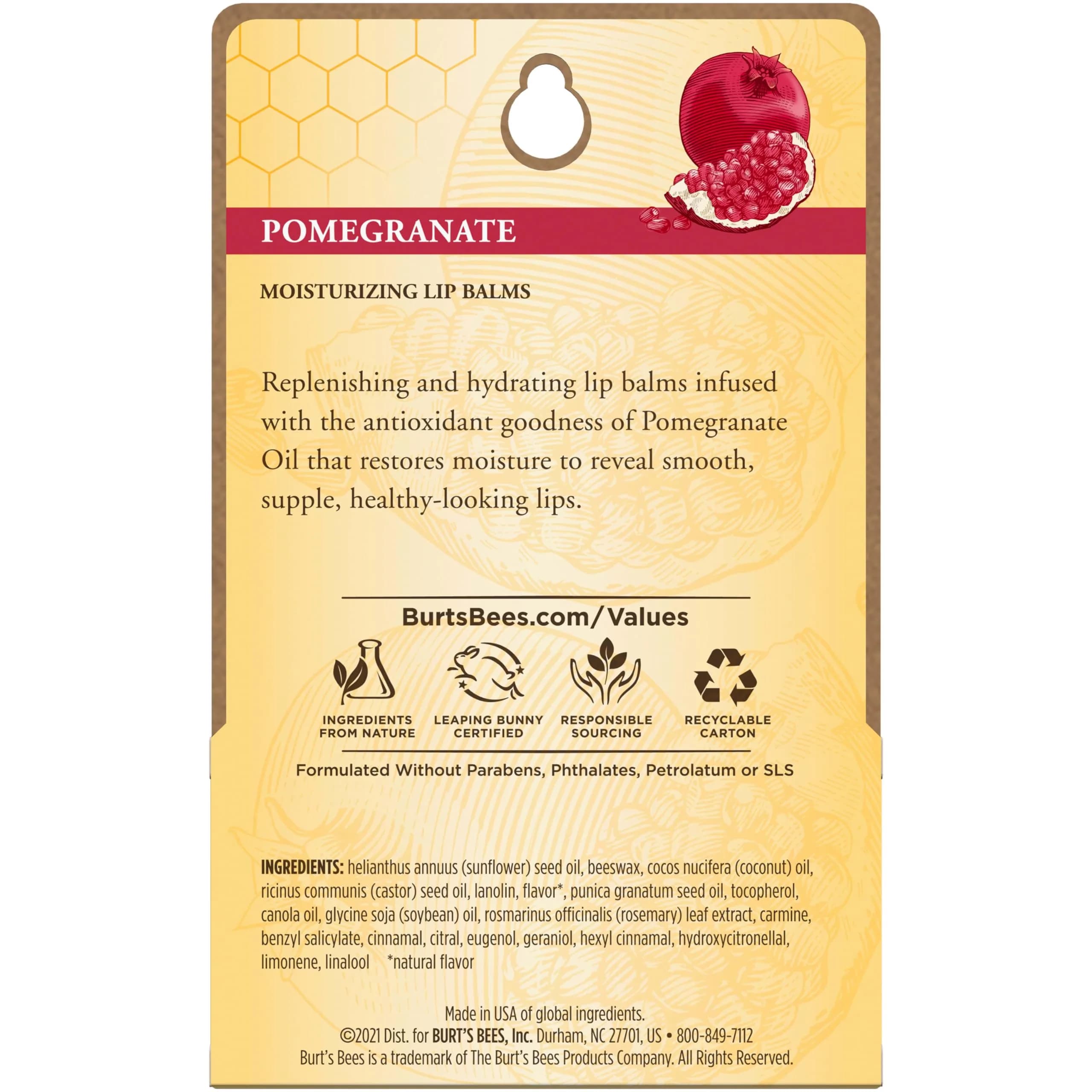 Burt's Bees Pomegranate Tint-Free Lip Balm 0.15 oz (0.44 ml) | Natural Conditioning Lip Treatment - view 9