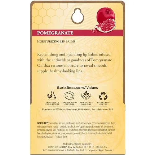 Burt's Bees Pomegranate Tint-Free Lip Balm 0.15 oz (0.44 ml) | Natural Conditioning Lip Treatment thumbnail 9