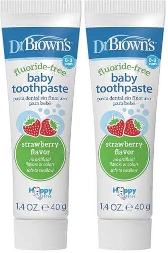 Dr. Brown's Fluoride-Free Baby Toothpaste 40g | Strawberry Flavor, 2-Pack, Safe for 0-3 Years thumbnail 1
