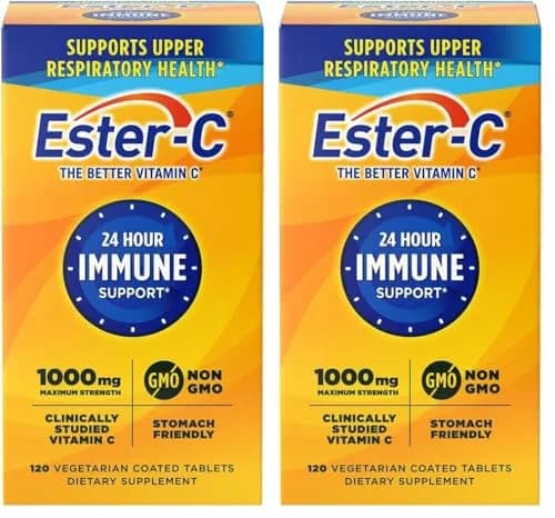 Ester-C Vitamin C 1000 mg Coated Tablets, Immune System Booster, Stomach-Friendly Supplement, 240 Count (Pack of 2) | Immune Support for 24 Hours thumbnail 1