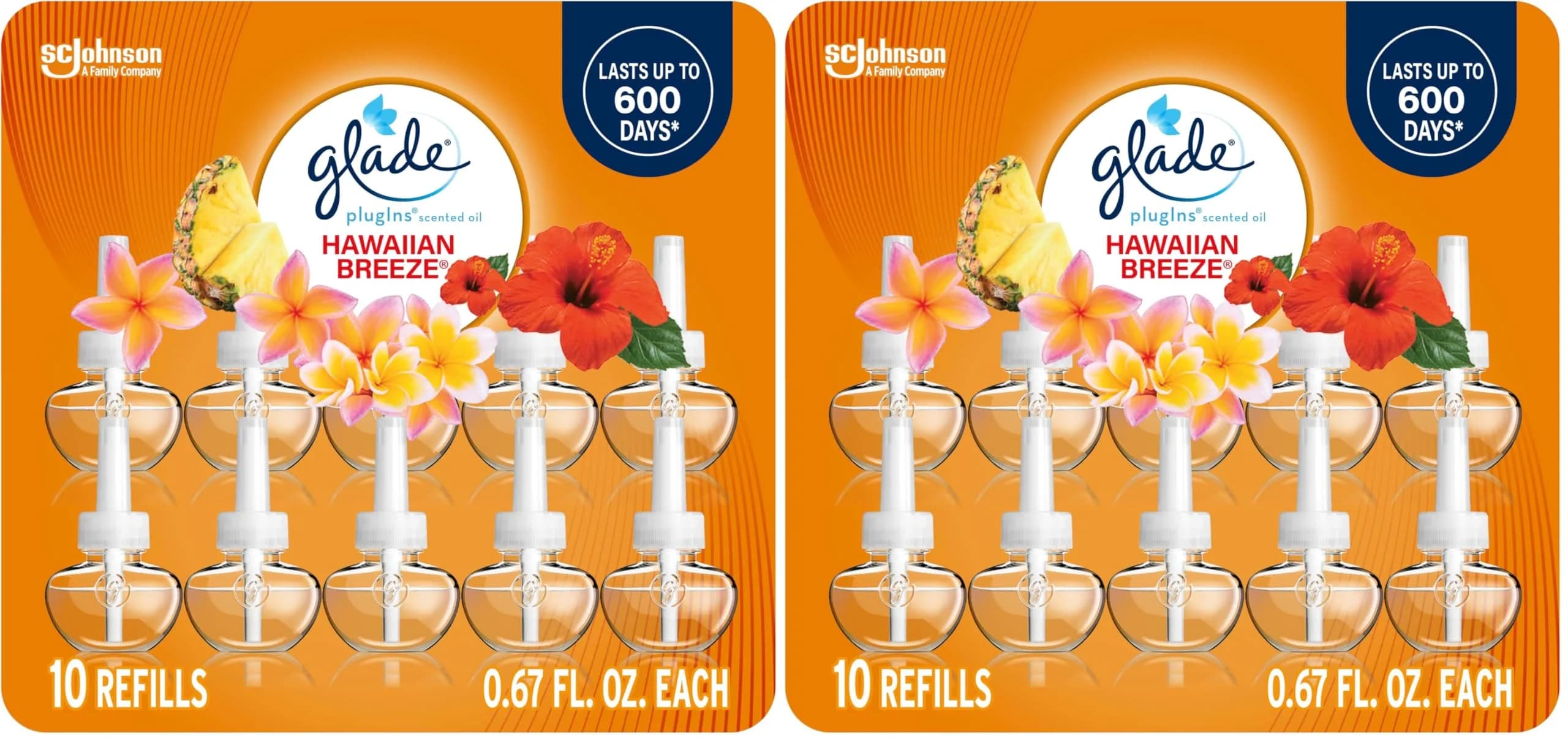 Glade Hawaiian Breeze PlugIns Refills, 2 x 6.7 Fl Oz (13.4 Fl Oz Total) | Scented with Essential Oils for Home & Bathroom - main product image