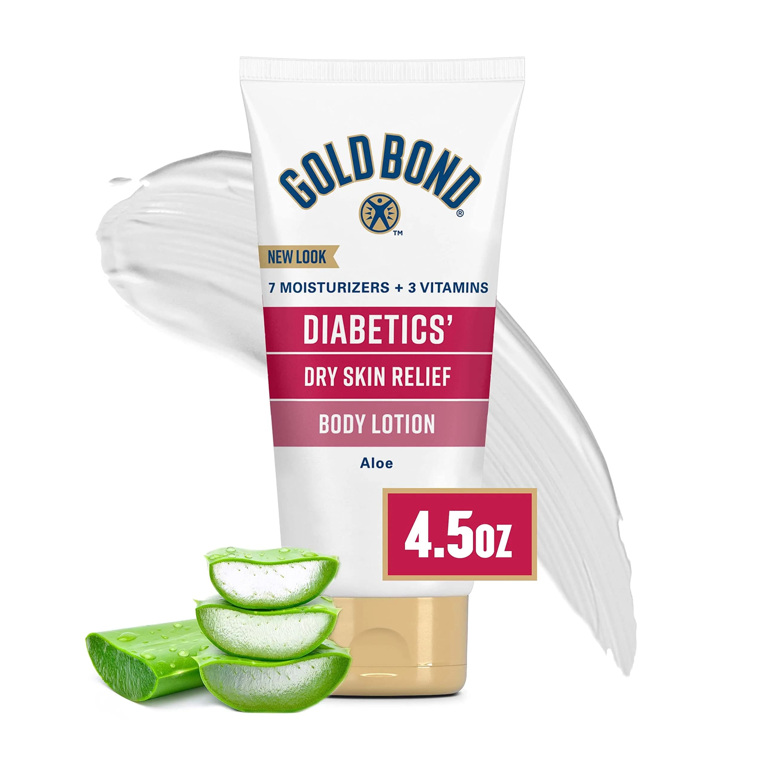 Gold Bond Diabetic Body Lotion, Dry Skin Relief with Vitamin E & Aloe, 4.5 oz (Pack of 2) | Hydrates & Soothes Flaky Skin — Pack of 2