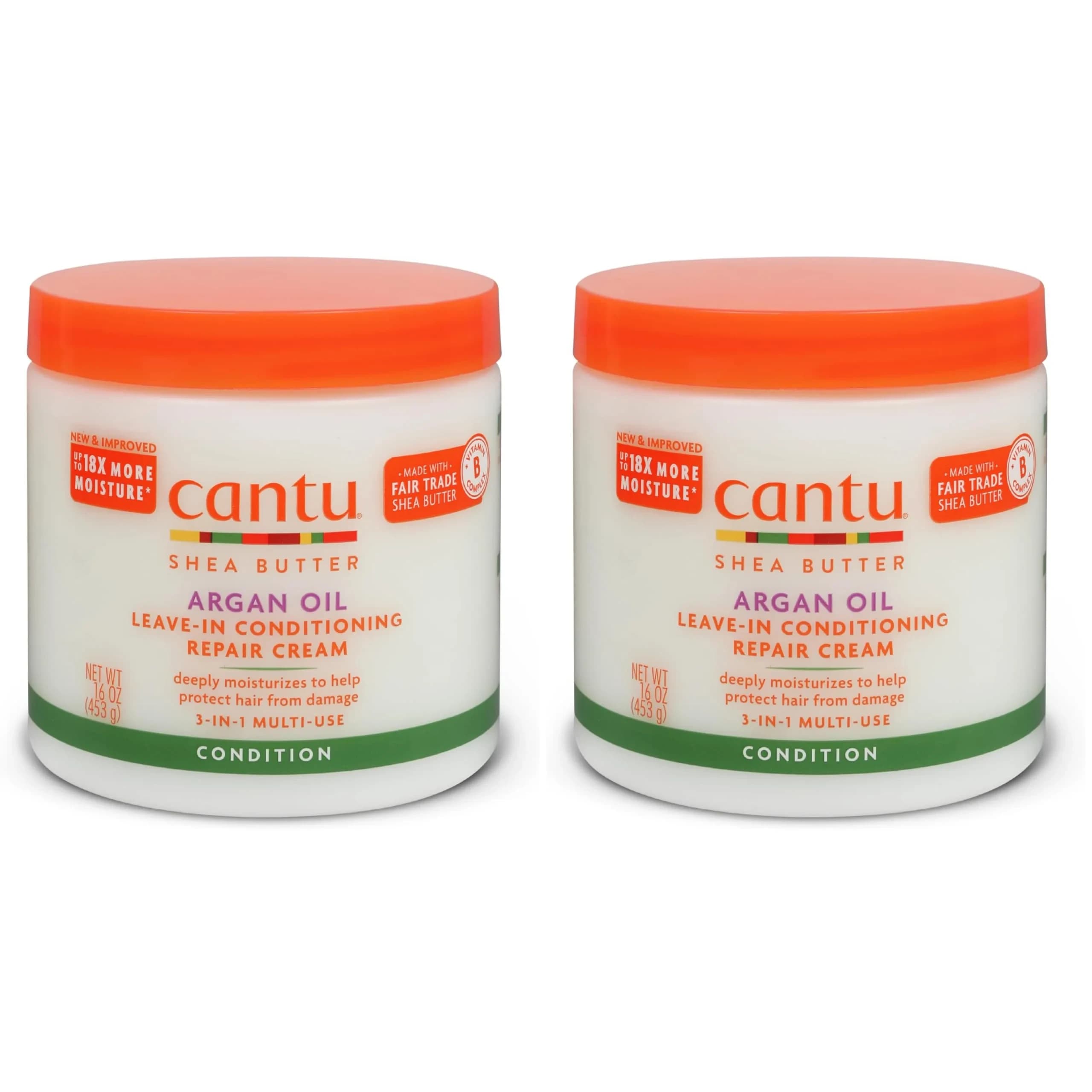 Cantu Argan Oil Leave-In Conditioning Repair Cream 453g (16 Ounce) | Hydrates & Strengthens Damaged Hair — Cantu קרם תיקון שמן ארגן ללא שטיפה 473 מ"ל