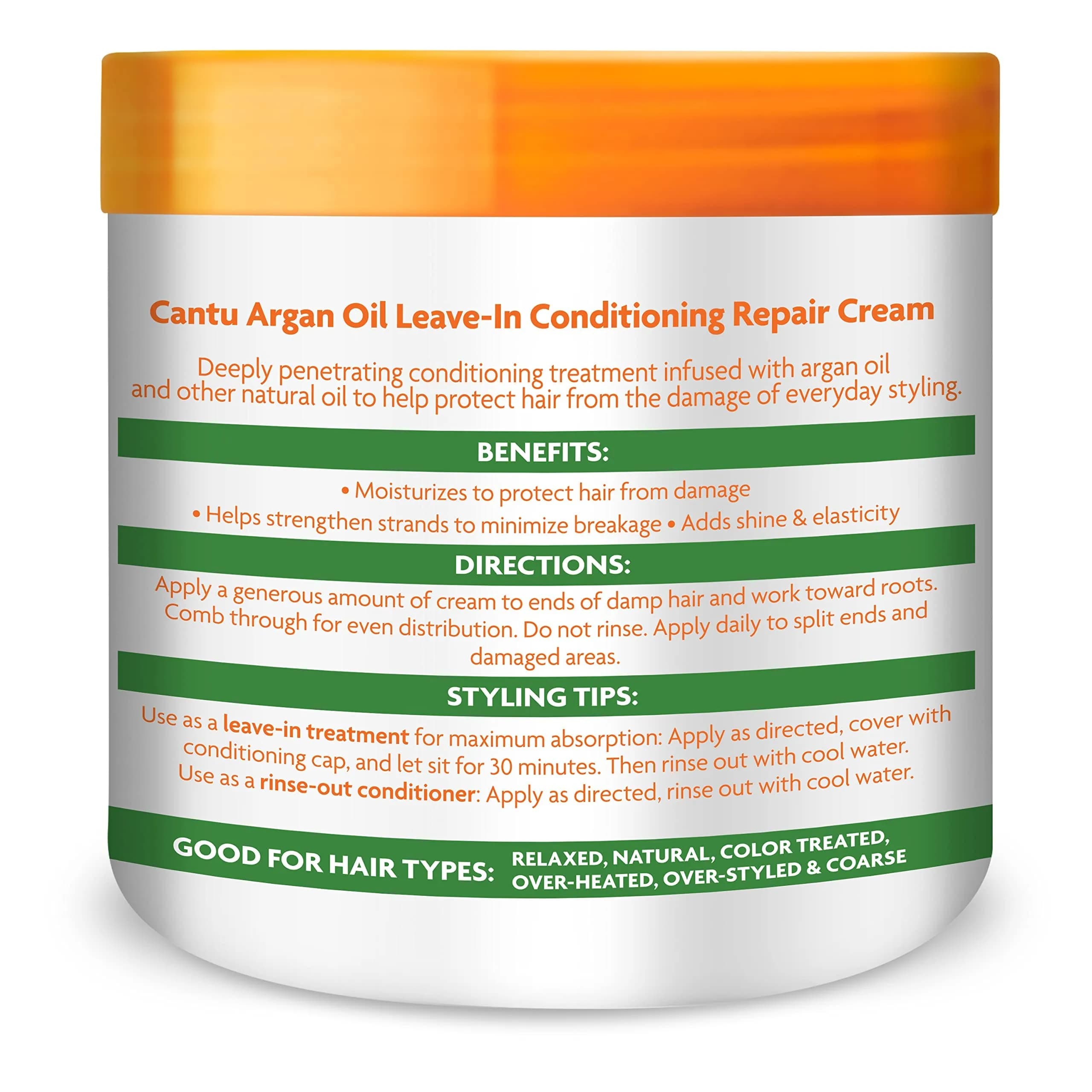 Cantu Leave-In Conditioning Repair Cream 16 oz (473ml) | Pack of 2 | Argan Oil Infused for Damaged Hair - view 9