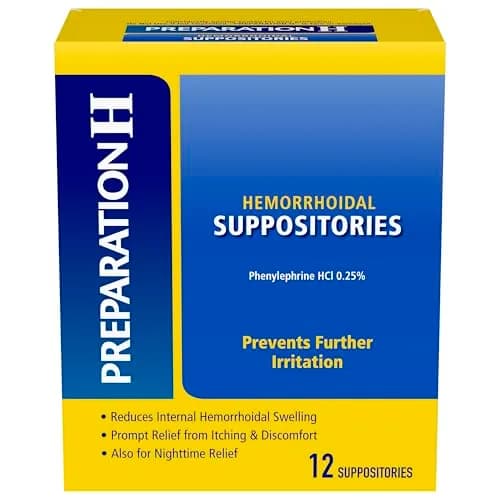 Preparation H Hemorrhoid Suppositories for Itching and Discomfort Relief - 24 Count (Pack of 2) | Doctor Recommended for Internal Hemorrhoids thumbnail 1