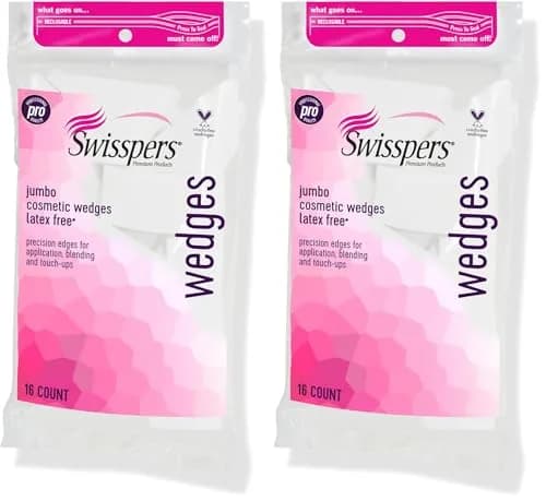 Swisspers Premium Pro Cosmetic Wedges, Jumbo Size, Latex-Free Makeup Wedge (16 Count Bag) | Precision Application & Blending — Pack of 16
