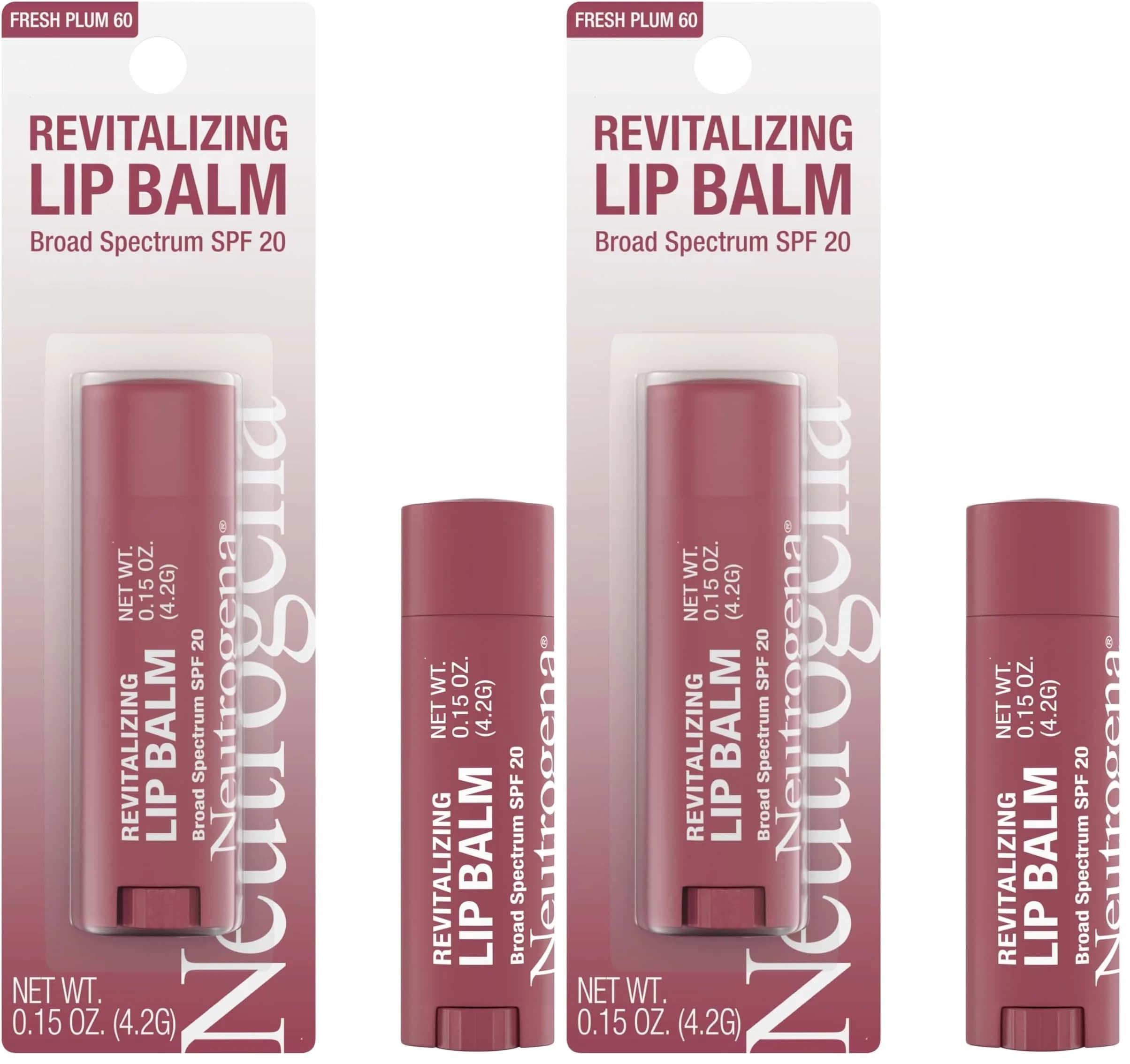 Neutrogena Revitalizing Tinted Lip Balm SPF 20 Sheer Fresh Plum 0.3 oz (0.15 oz Pack of 2) | Hydrates & Improves Lip Texture in 1 Week - main product image
