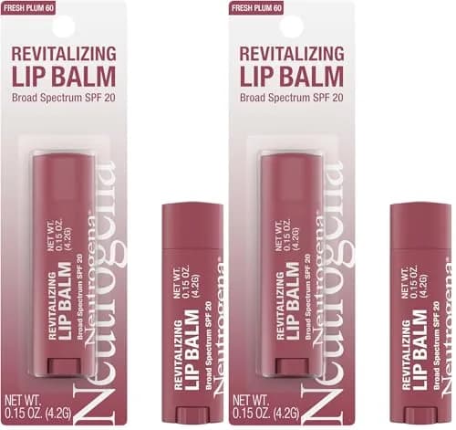 Neutrogena Revitalizing Tinted Lip Balm SPF 20 Sheer Fresh Plum 0.3 oz (0.15 oz Pack of 2) | Hydrates & Improves Lip Texture in 1 Week thumbnail 1