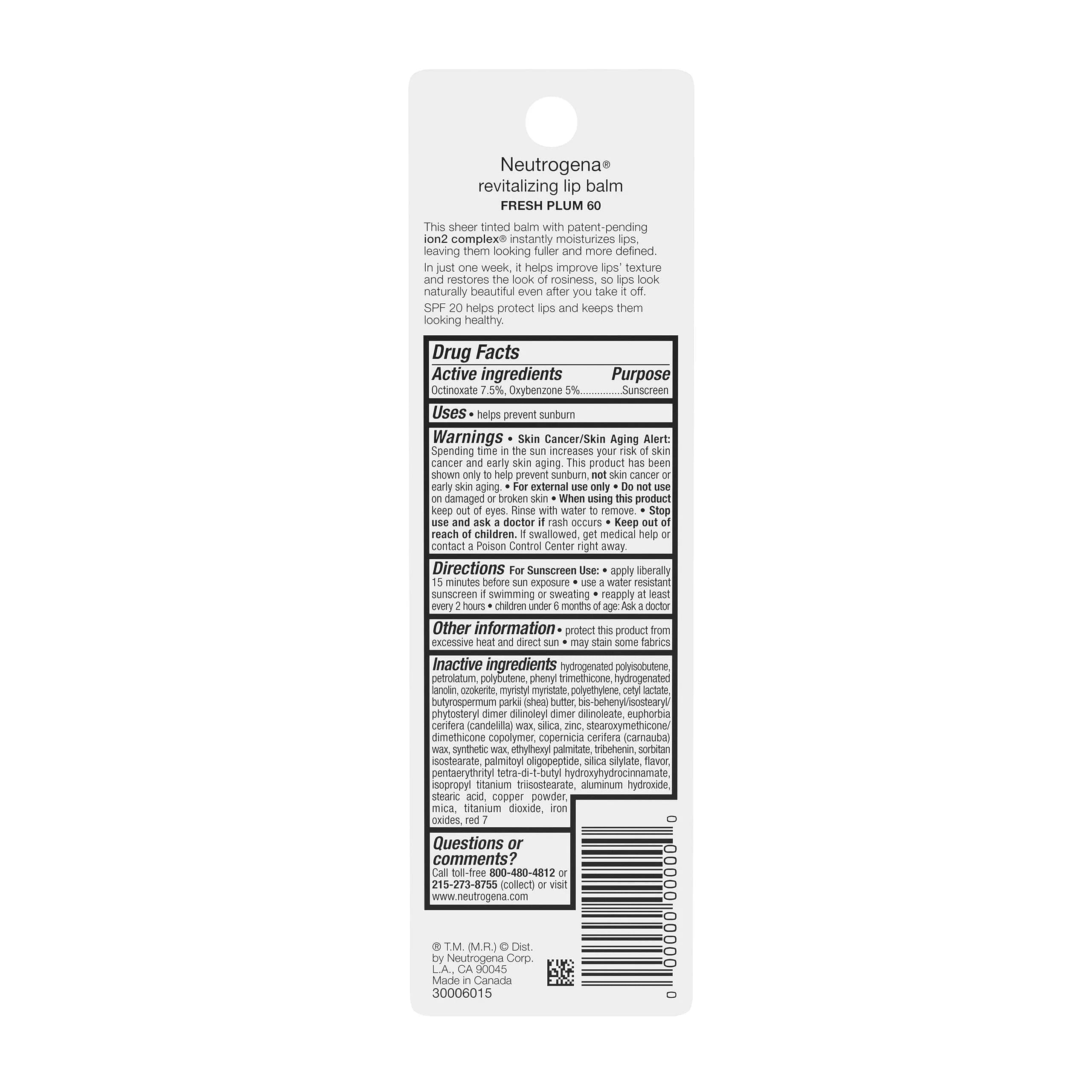 Neutrogena Revitalizing Tinted Lip Balm SPF 20 Sheer Fresh Plum 0.3 oz (0.15 oz Pack of 2) | Hydrates & Improves Lip Texture in 1 Week - view 8