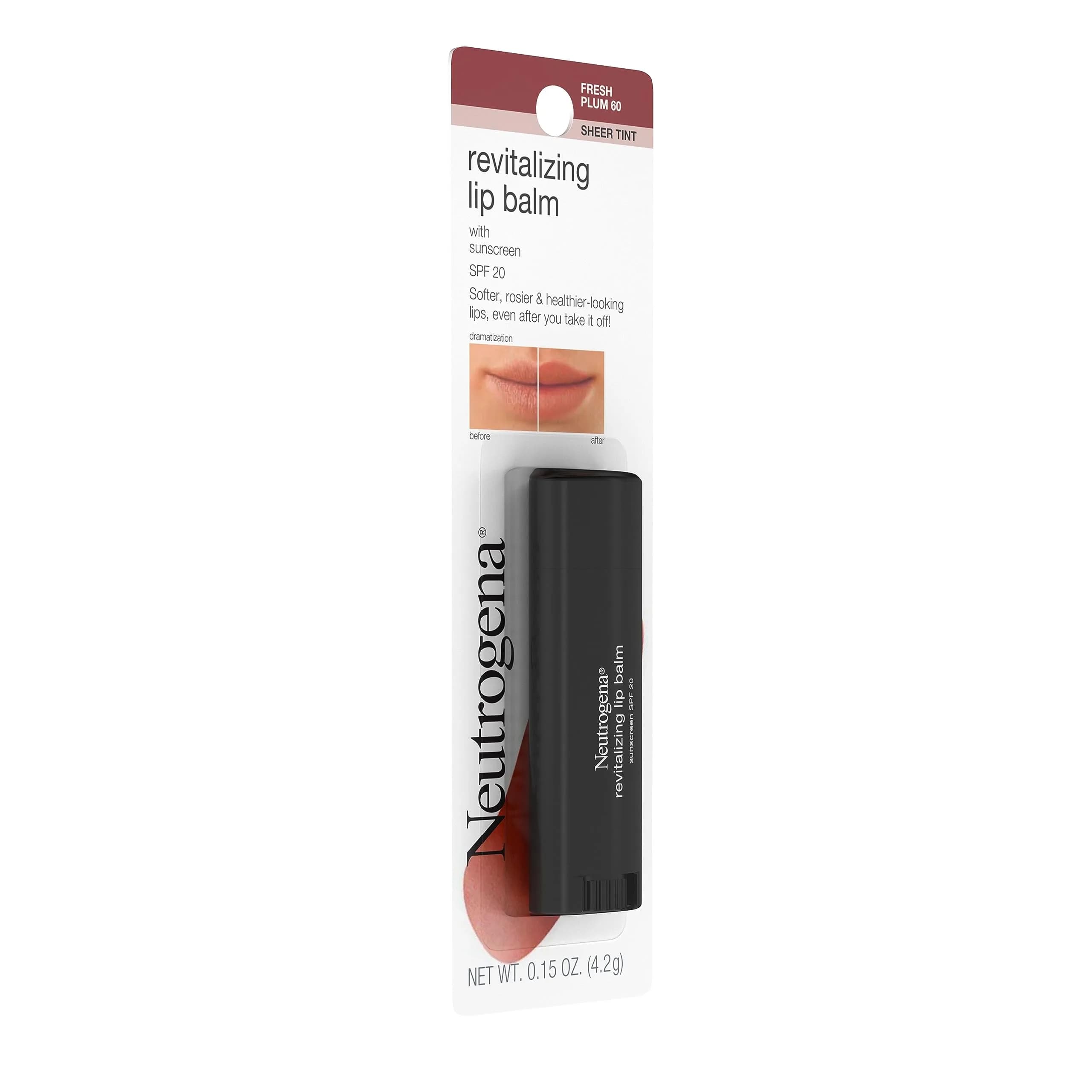 Neutrogena Revitalizing Tinted Lip Balm SPF 20 Sheer Fresh Plum 0.3 oz (0.15 oz Pack of 2) | Hydrates & Improves Lip Texture in 1 Week - view 3